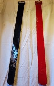 Set of 2 Faux Patent Belts, Red & Black